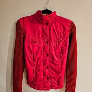 Columbia Titanium Red Jacket with Knit Sweater Sleeves
